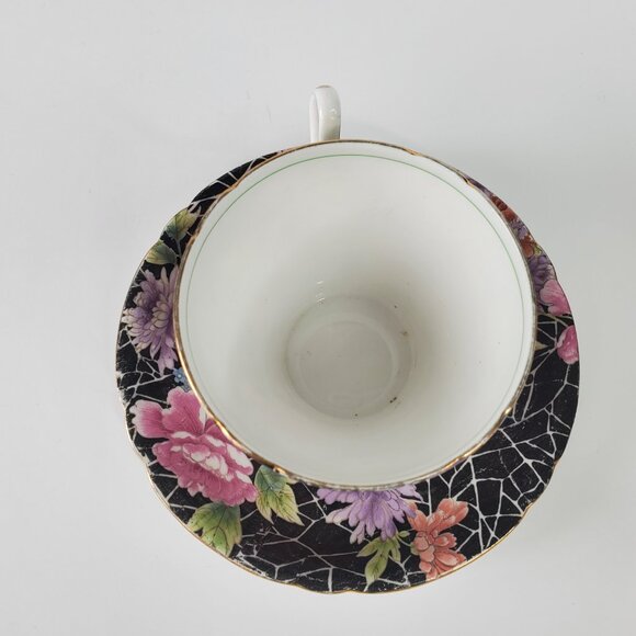 Vintage Shelley China “Black Chintz” Cup & Saucer – 1937 Registered Design - Picture 5 of 10
